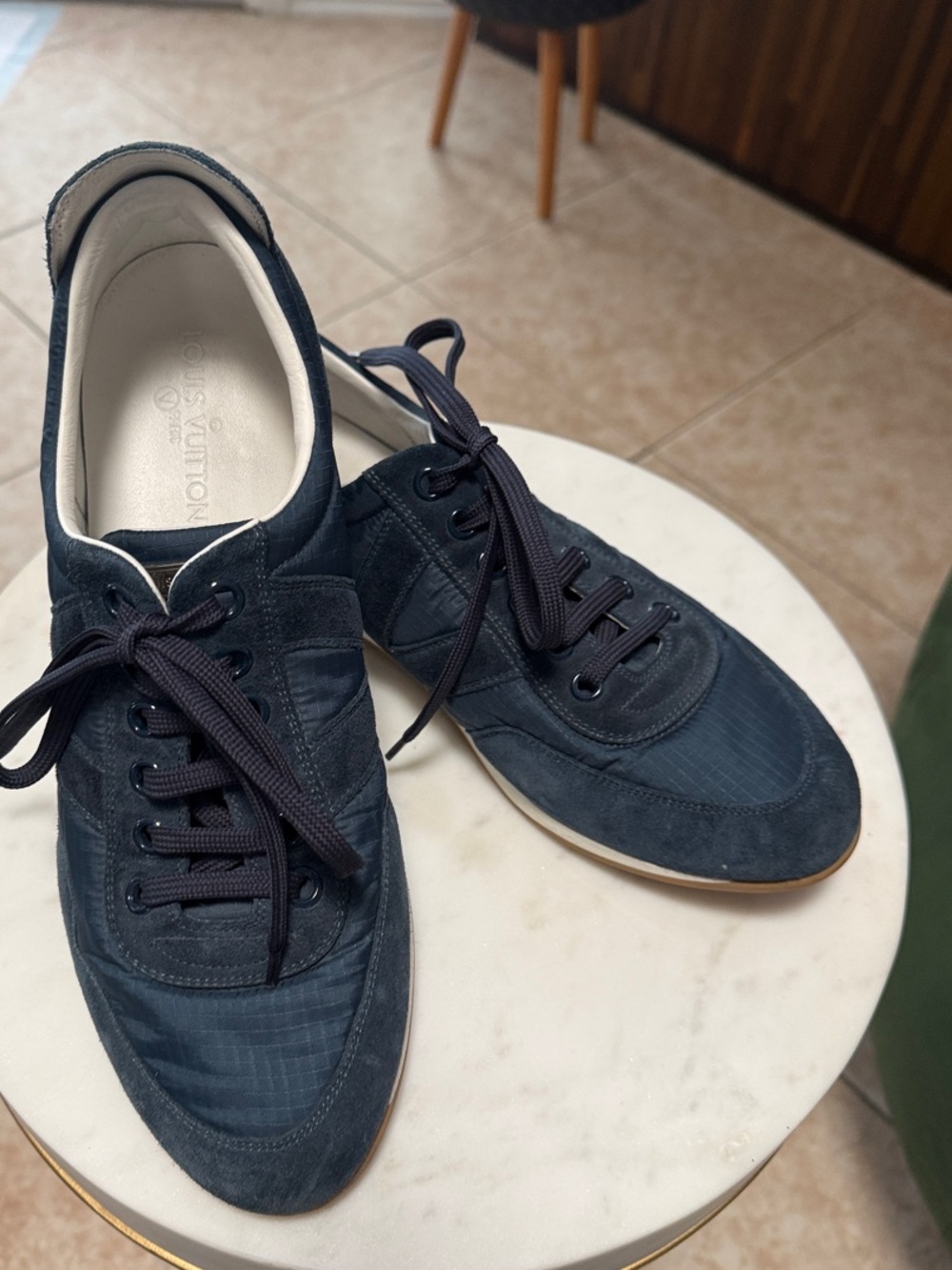 Louis Vuitton Men’s Navy Suede & Textile Low-Top Sneakers